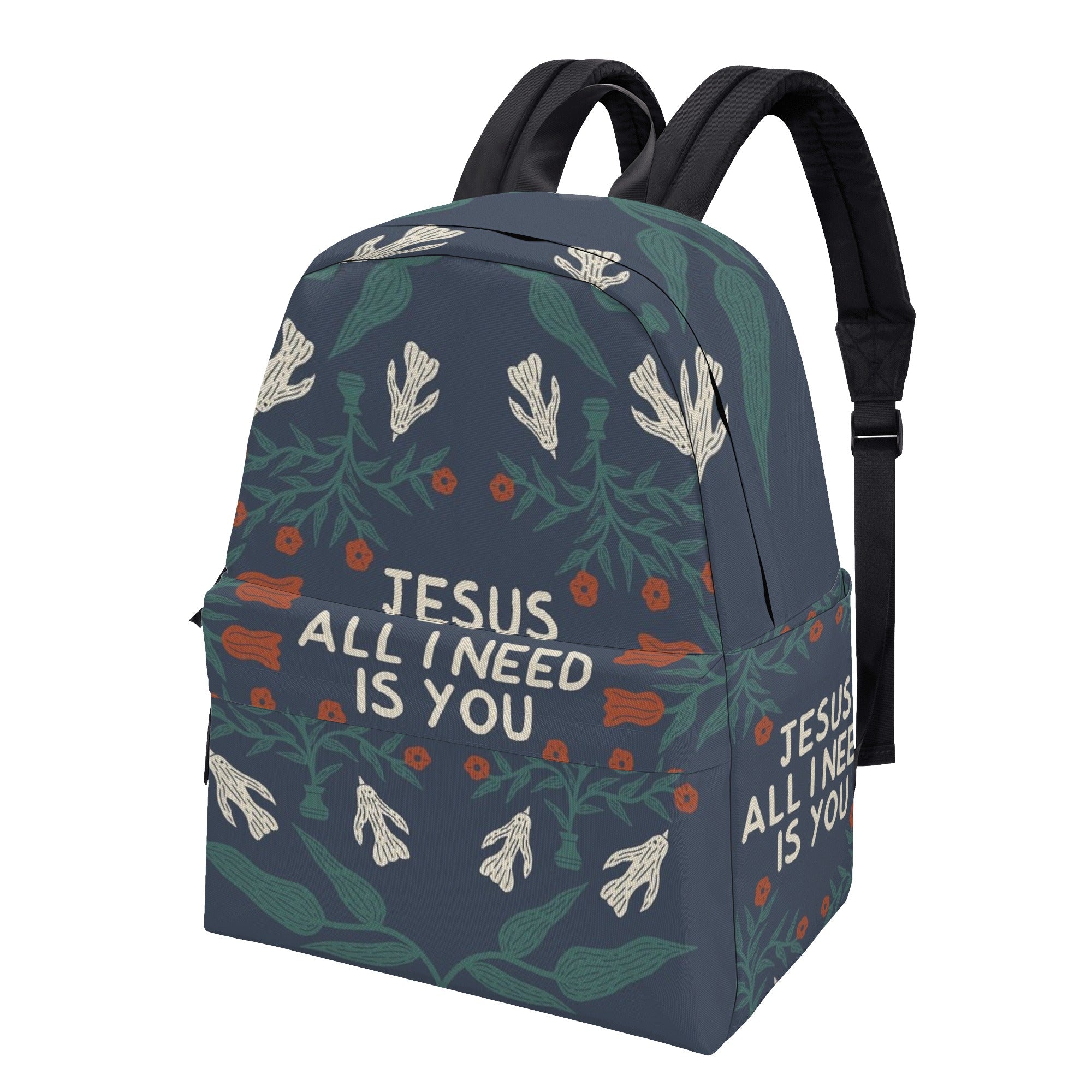 Jesus All I Need Is You Backpack, Christian Faith Backpack, Inspirational Bible Verse Backpack, Religious Floral School Bag, Faith-Based Gift.PLAF47